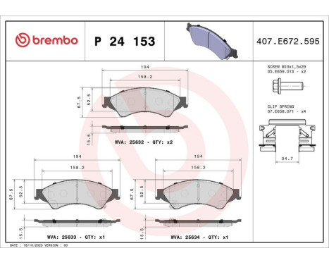 Bromsbeläggssats, skivbroms P 24 153 Brembo, bild 3