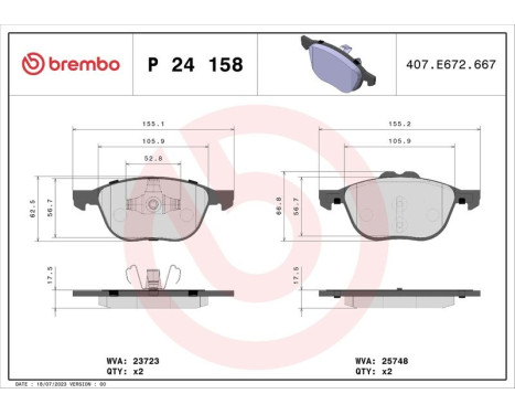 Bromsbeläggssats, skivbroms P 24 158 Brembo, bild 3