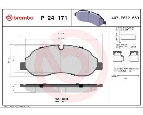 Bromsbeläggssats, skivbroms P 24 171 Brembo, bild 3