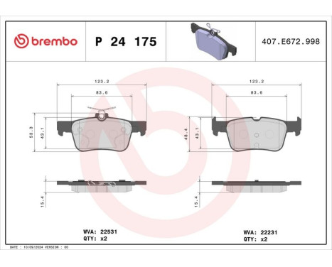 Bromsbeläggssats, skivbroms P 24 175 Brembo, bild 3