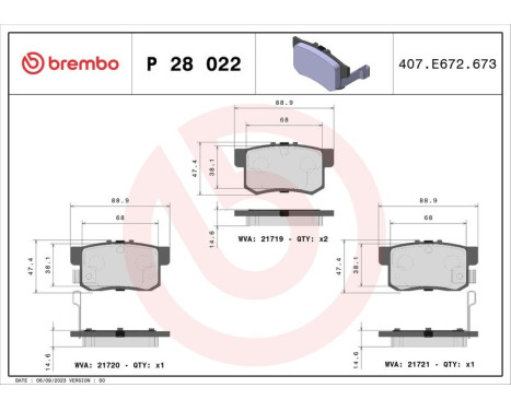 Bromsbeläggssats, skivbroms P 28 022 Brembo, bild 3