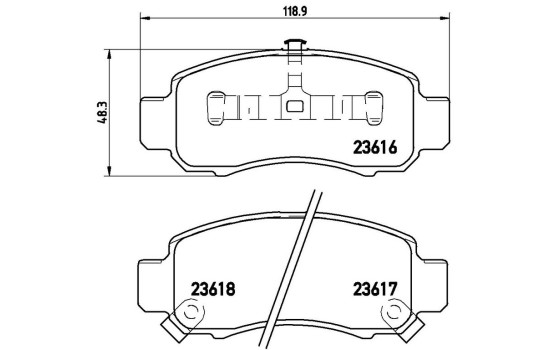 Bromsbeläggssats, skivbroms P 28 033 Brembo, bild 3