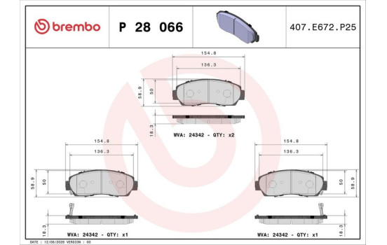 Bromsbeläggssats, skivbroms P 28 066 Brembo, bild 4