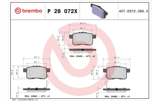 Bromsbeläggssats, skivbroms P 28 072X Brembo, bild 4