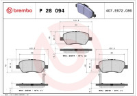 Bromsbeläggssats, skivbroms P 28 094 Brembo