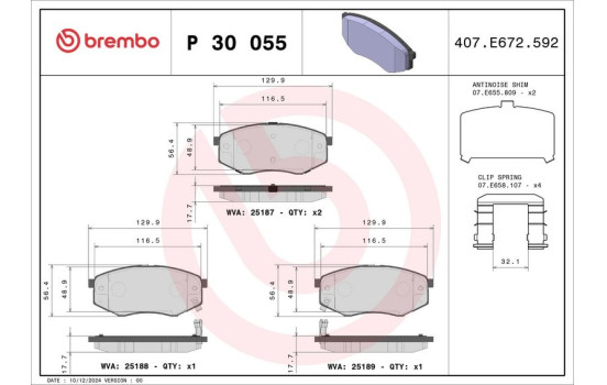 Bromsbeläggssats, skivbroms P 30 055 Brembo, bild 2