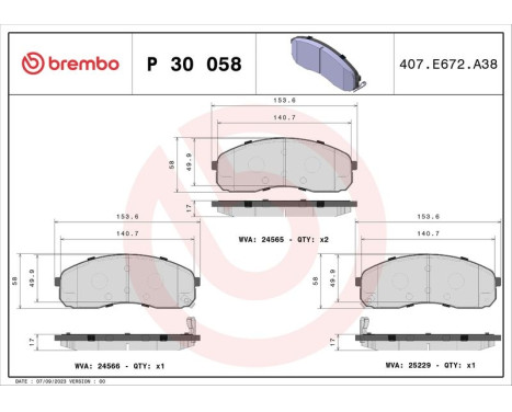 Bromsbeläggssats, skivbroms P 30 058 Brembo, bild 3