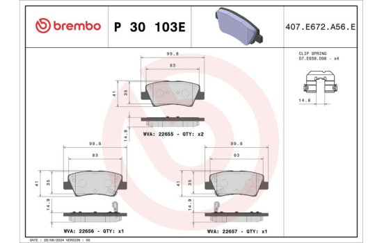 Bromsbeläggssats, skivbroms P 30 103E Brembo, bild 4