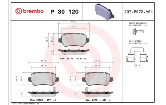 Bromsbeläggssats, skivbroms P 30 120 Brembo, bild 4
