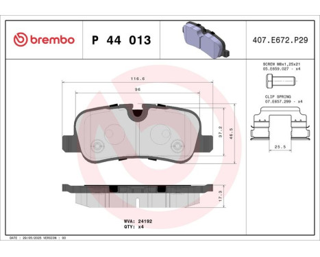 Bromsbeläggssats, skivbroms P 44 013 Brembo, bild 3