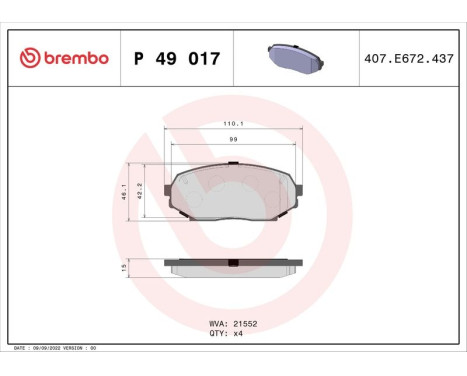 Bromsbeläggssats, skivbroms P 49 017 Brembo, bild 3