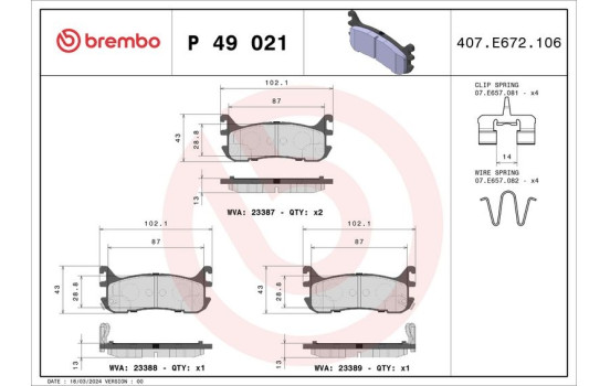 Bromsbeläggssats, skivbroms P 49 021 Brembo, bild 2