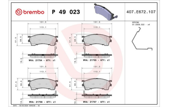 Bromsbeläggssats, skivbroms P 49 023 Brembo, bild 3