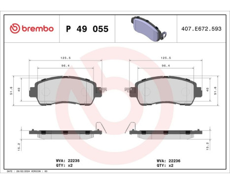 Bromsbeläggssats, skivbroms P 49 055 Brembo, bild 3