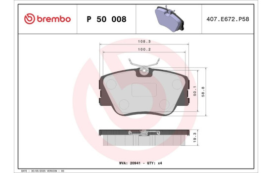 Bromsbeläggssats, skivbroms P 50 008 Brembo, bild 2
