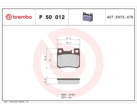 Bromsbeläggssats, skivbroms P 50 012 Brembo, bild 3