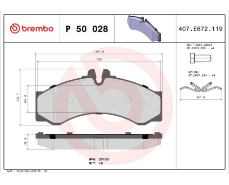 Bromsbeläggssats, skivbroms P 50 028 Brembo, bild 3