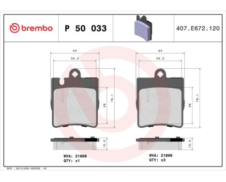 Bromsbeläggssats, skivbroms P 50 033 Brembo, bild 3