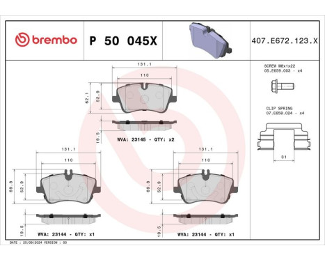 Bromsbeläggssats, skivbroms P 50 045X Brembo, bild 4