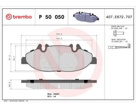 Bromsbeläggssats, skivbroms P 50 050 Brembo, bild 3