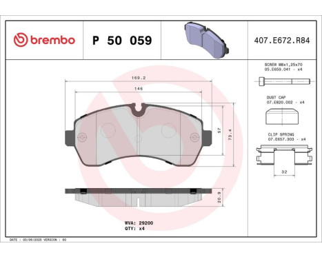 Bromsbeläggssats, skivbroms P 50 059 Brembo, bild 3