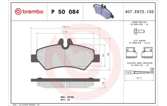 Bromsbeläggssats, skivbroms P 50 084 Brembo, bild 2