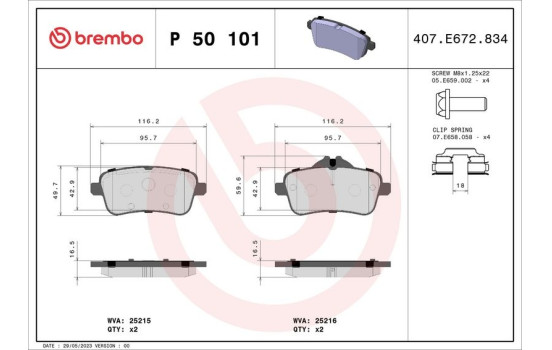 Bromsbeläggssats, skivbroms P 50 101 Brembo, bild 2
