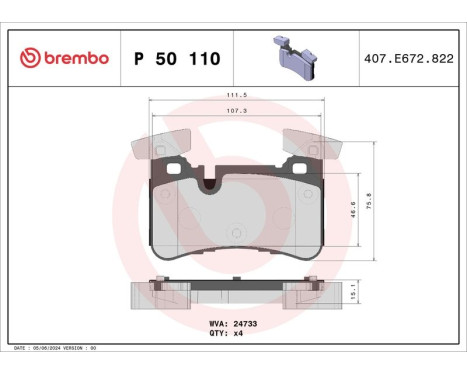 Bromsbeläggssats, skivbroms P 50 110 Brembo, bild 3