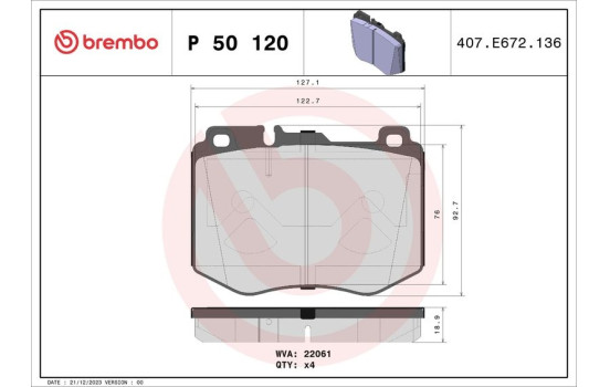 Bromsbeläggssats, skivbroms P 50 120 Brembo, bild 2
