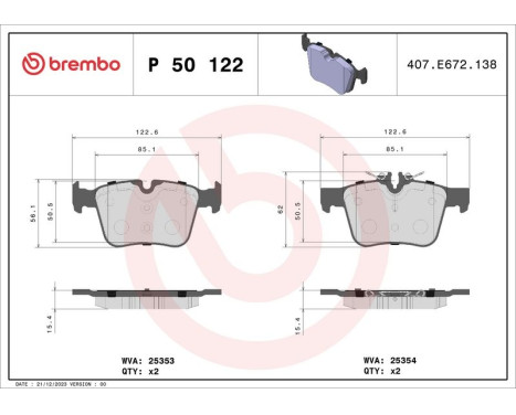 Bromsbeläggssats, skivbroms P 50 122 Brembo, bild 3