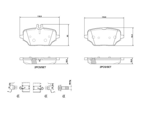 Bromsbeläggssats, skivbroms P 50 162 Brembo, bild 2