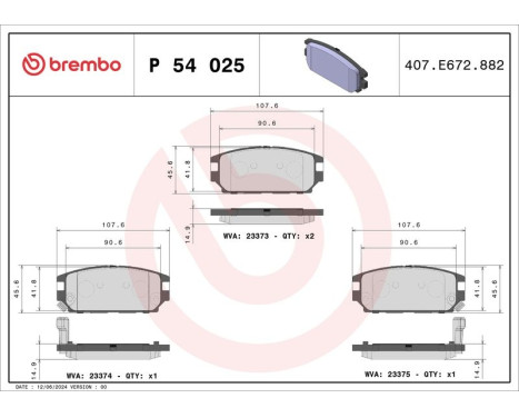 Bromsbeläggssats, skivbroms P 54 025 Brembo, bild 3