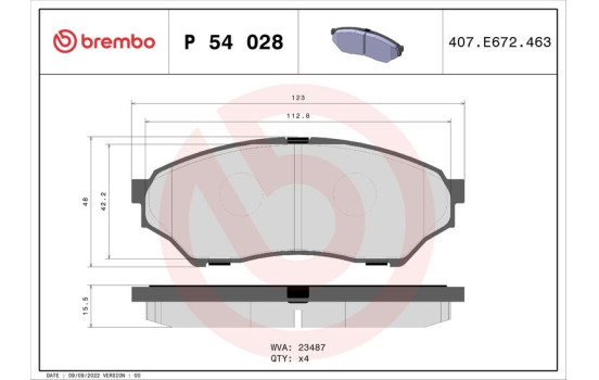 Bromsbeläggssats, skivbroms P 54 028 Brembo, bild 2