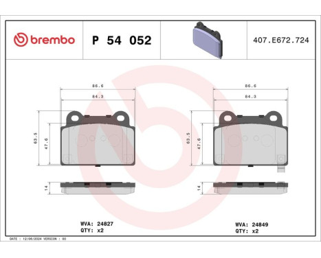 Bromsbeläggssats, skivbroms P 54 052 Brembo, bild 3