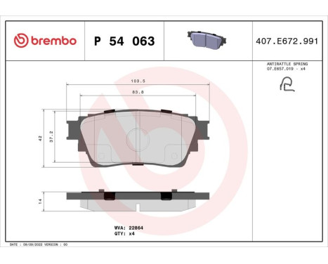 Bromsbeläggssats, skivbroms P 54 063 Brembo, bild 2