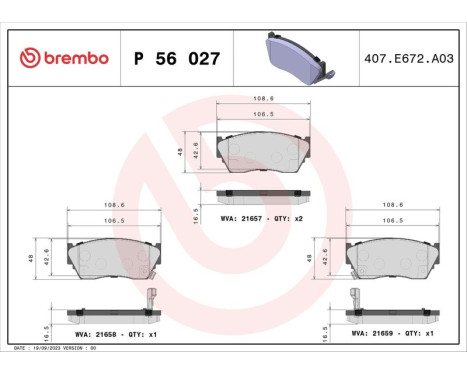 Bromsbeläggssats, skivbroms P 56 027 Brembo, bild 3