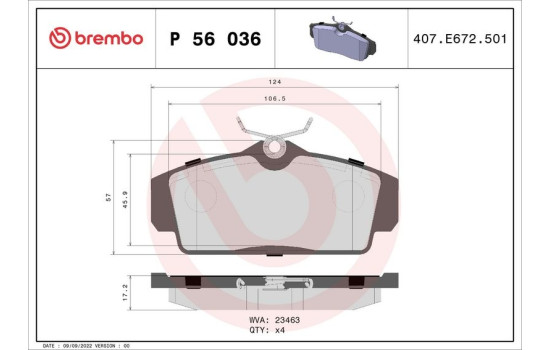 Bromsbeläggssats, skivbroms P 56 036 Brembo, bild 2