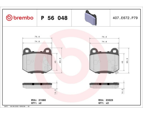 Bromsbeläggssats, skivbroms P 56 048 Brembo, bild 3