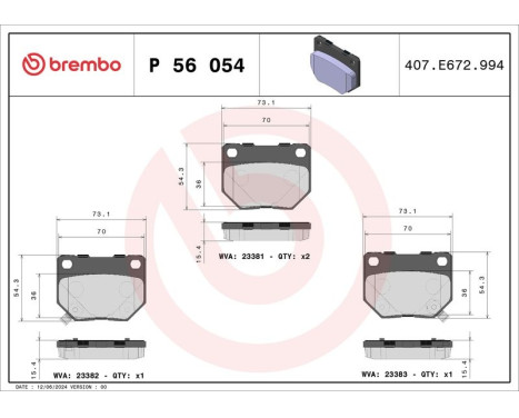 Bromsbeläggssats, skivbroms P 56 054 Brembo, bild 3