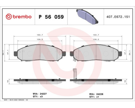 Bromsbeläggssats, skivbroms P 56 059 Brembo, bild 3