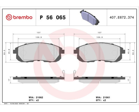 Bromsbeläggssats, skivbroms P 56 065 Brembo, bild 3