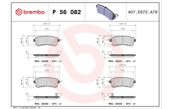 Bromsbeläggssats, skivbroms P 56 082 Brembo, bild 2