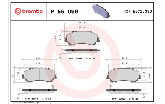 Bromsbeläggssats, skivbroms P 56 099 Brembo, bild 3