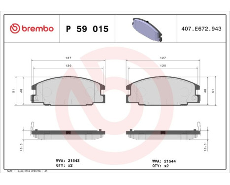 Bromsbeläggssats, skivbroms P 59 015 Brembo, bild 3