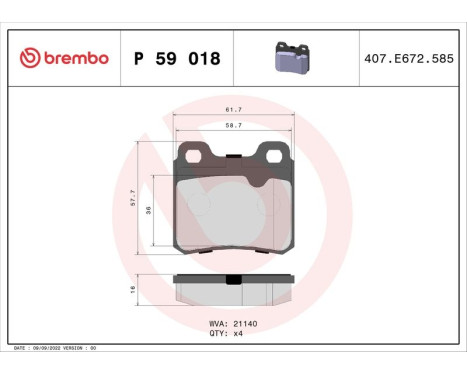 Bromsbeläggssats, skivbroms P 59 018 Brembo, bild 3