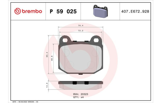 Bromsbeläggssats, skivbroms P 59 025 Brembo, bild 2