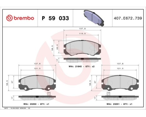 Bromsbeläggssats, skivbroms P 59 033 Brembo, bild 3