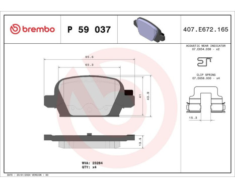 Bromsbeläggssats, skivbroms P 59 037 Brembo, bild 3