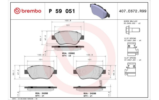 Bromsbeläggssats, skivbroms P 59 051 Brembo, bild 3