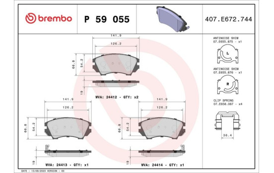 Bromsbeläggssats, skivbroms P 59 055 Brembo, bild 2